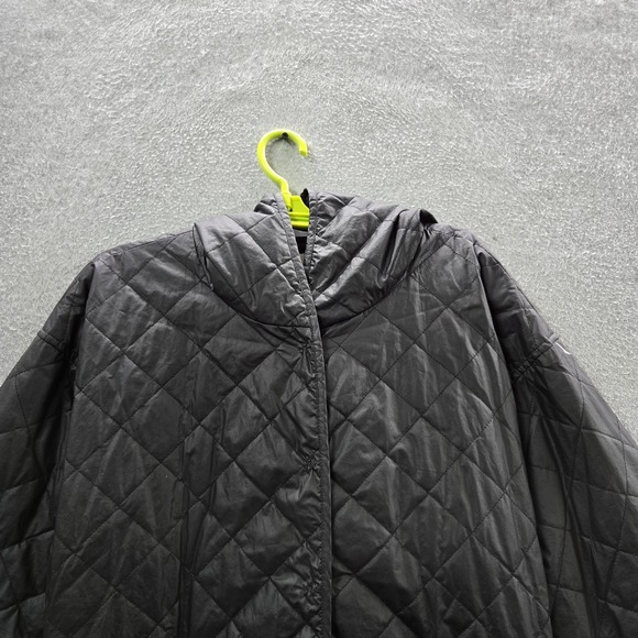 Eileen Fisher Women Jacket XL Black Quilted Hooded Organic Cotton - Picture 4 of 8